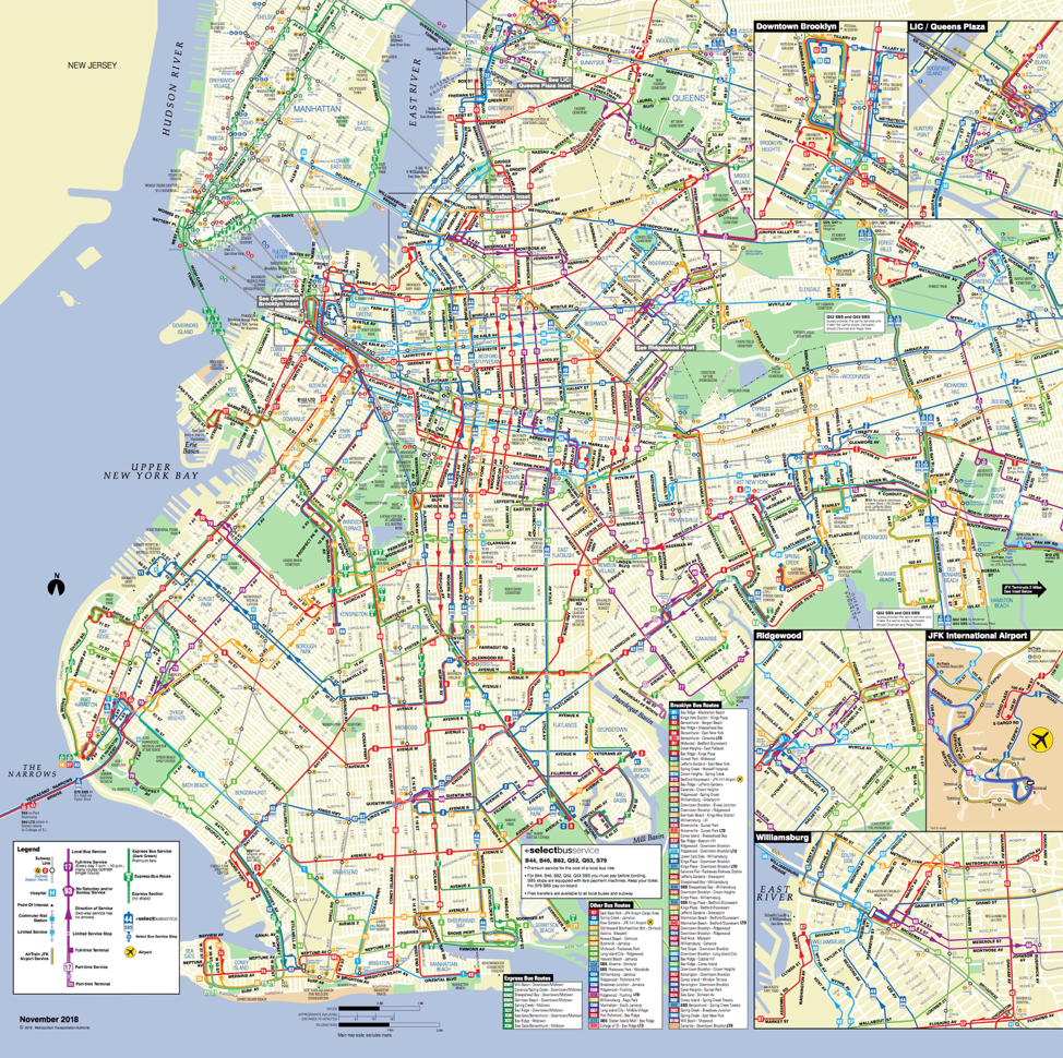 Cartographic image of the Brooklyn Bus map