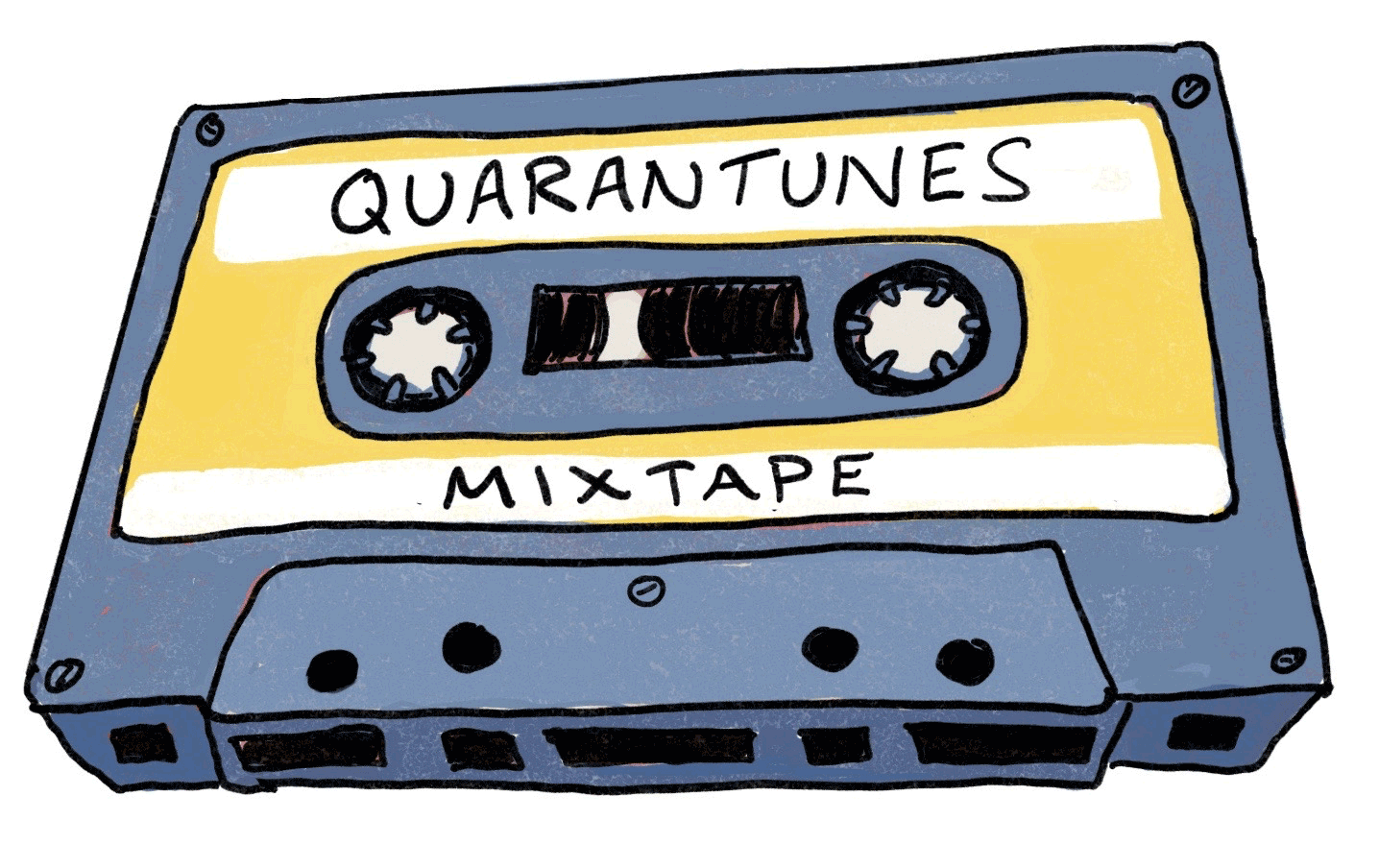 Illustration of a cassette tape. 
