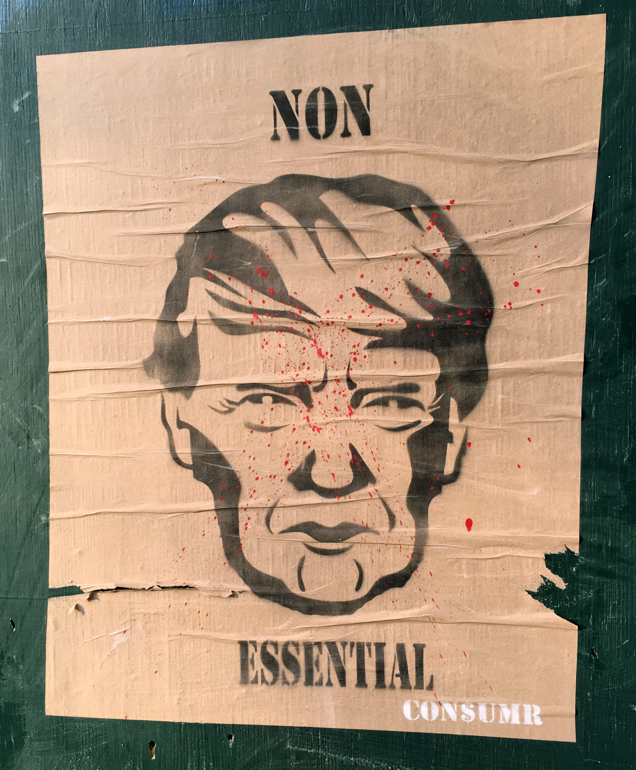 A poster on a wall.